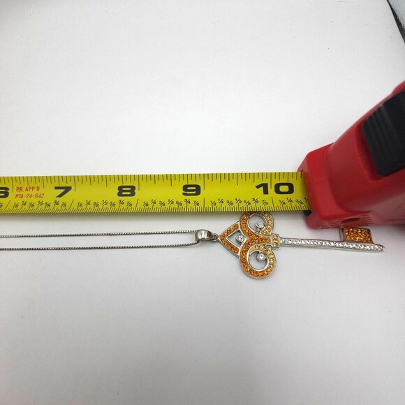 Sterling Silver 925 Key Pendant Necklace Swarovski Crystals 18" - Picture 11 of 16